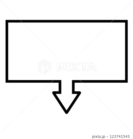 一方向矢印吹き出し（長方形・黒・線画のみ） 123741543