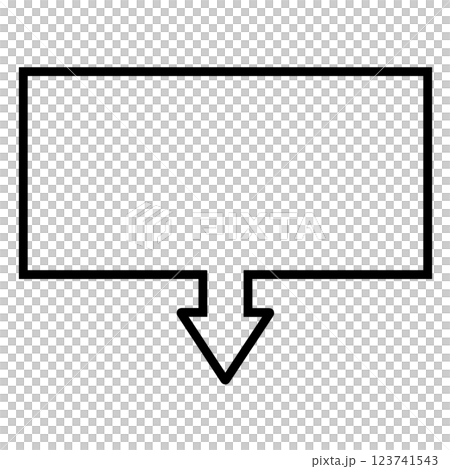 一方向矢印吹き出し（長方形・黒・線画のみ） 123741543