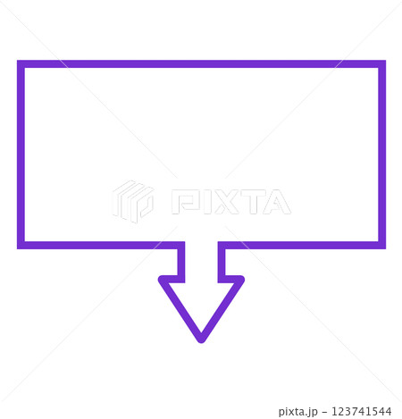 一方向矢印吹き出し（長方形・紫・線画のみ） 123741544