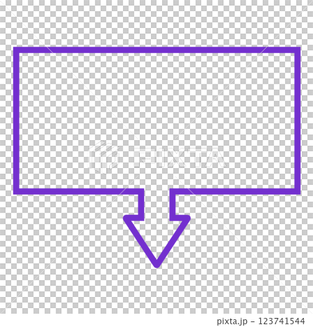 One-way arrow speech bubble (rectangle, purple, line art only) 123741544