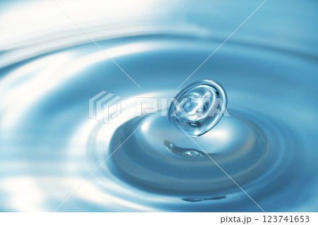 水・水滴・水面・波紋・水柱 123741653