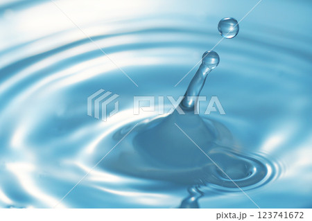 水・水滴・水面・波紋・水柱 123741672
