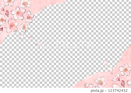 手繪水彩插圖櫻花背景框架材料 123742432