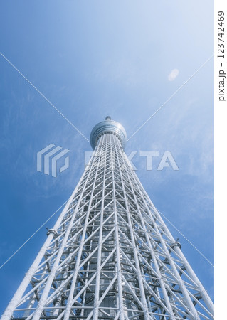 August 13 2024 - Tokyo, Japan : Tokyo Sky Tree during summer. Tokyo Sky Tree is one of the famous landmark in Tokyo. It is the tallest structure in world when built. 123742469