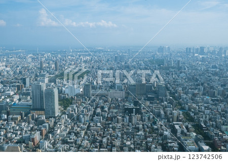 August 13 2024 - Tokyo, Japan : Tokyo Sky Tree during summer. Tokyo Sky Tree is one of the famous landmark in Tokyo. It is the tallest structure in world when built. 123742506