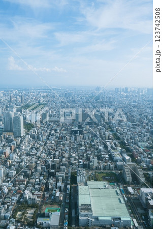August 13 2024 - Tokyo, Japan : Tokyo Sky Tree during summer. Tokyo Sky Tree is one of the famous landmark in Tokyo. It is the tallest structure in world when built. 123742508