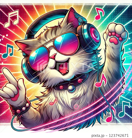 DJ猫のイラスト素材 [123742671] - PIXTA