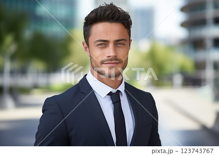 Happy young businessman. 123743767