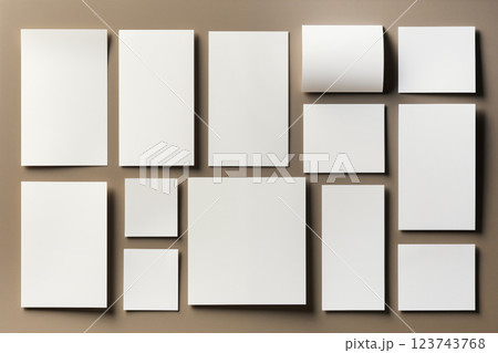 set of paper pieces isolated on white background. 123743768