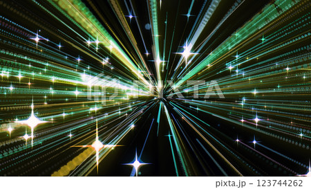 集中する光のライン　流星のようなエフェクト　CG　背景 123744262