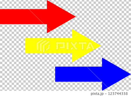 Red, yellow and blue arrow set 123744338