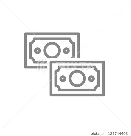 Two money bills line icon. Transfer money symbol. Vector illustration. 123744408