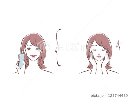 化粧水を塗布する女性 123744489