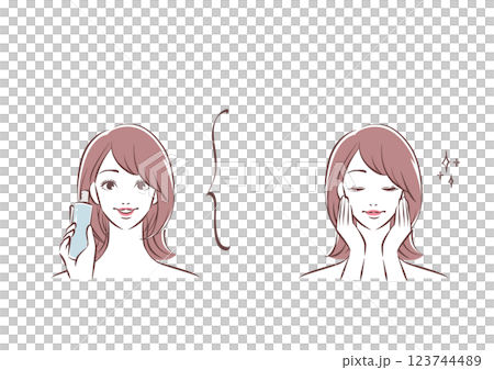 化粧水を塗布する女性 123744489