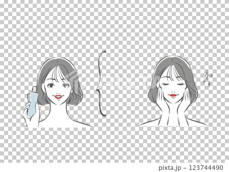 女人塗乳液，鮑伯頭髮 123744490