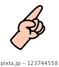 人差し指を伸ばして指す手のイラストここに注目肌色橙 123744558