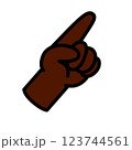 人差し指を伸ばして指す手のイラストここに注目茶色 123744561