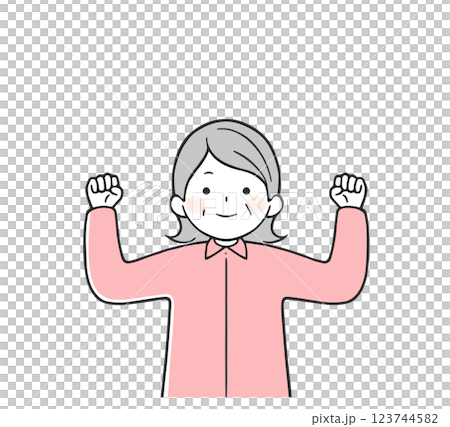 高級婦女握拳擺姿勢(上身) 高級婦女握拳擺姿勢(上身) 123744582