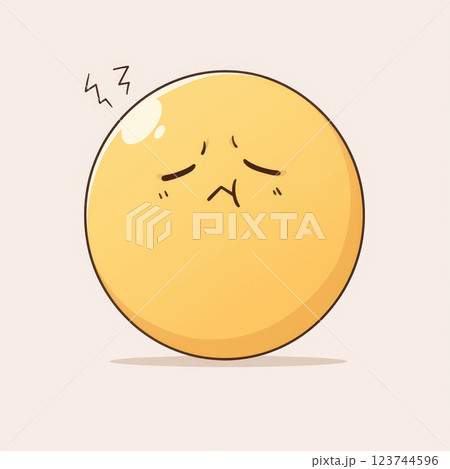 sad yellow chibi emoji with round shape and exaggerated features 123744596