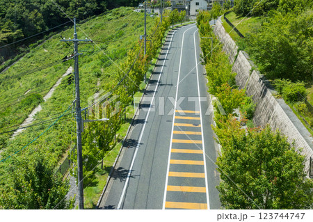 緑に囲まれた道路のある風景【広島県広島市安芸区瀬野町】 123744747