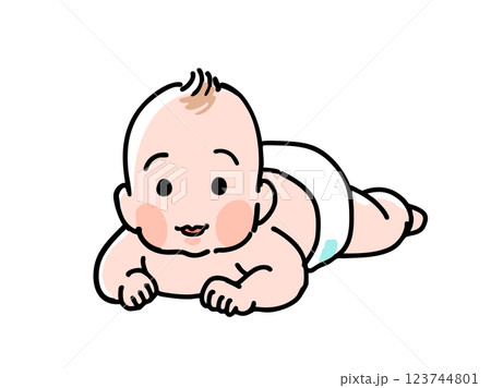 ずりばいする赤ちゃん ずりばいする赤ちゃん 123744801
