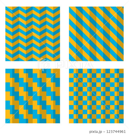 Geometric blue and orange patterns set Geometric blue and orange patterns set 123744961