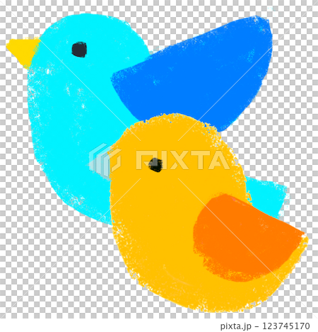 Simple illustrations, crayon touches, early childhood education, bird illustrations 123745170