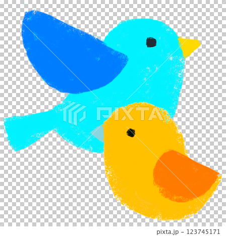 Simple illustrations, crayon touches, early childhood education, bird illustrations 123745171