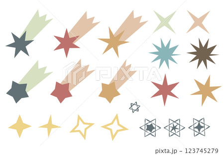流れ星といろいろな星のセット 流れ星といろいろな星のセット 123745279