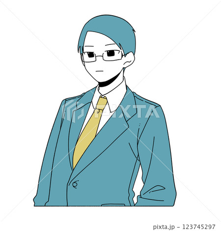 真顔の真面目そうな眼鏡の男性会社員 123745297