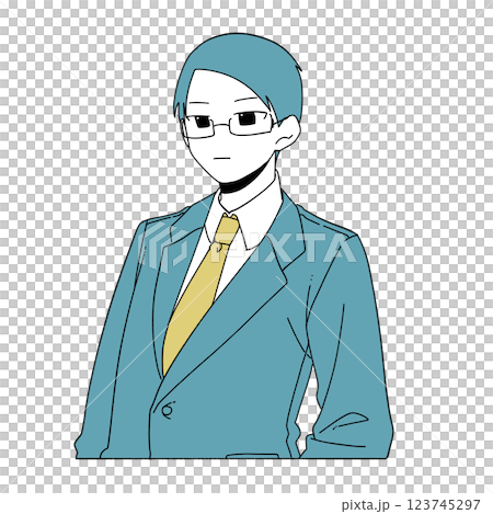 真顔の真面目そうな眼鏡の男性会社員 123745297