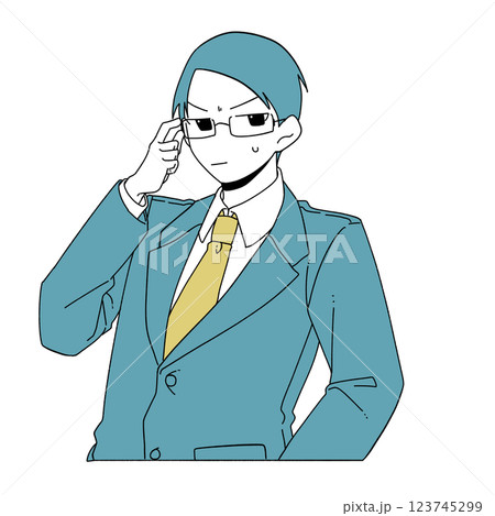 困っている眼鏡の男性会社員 123745299
