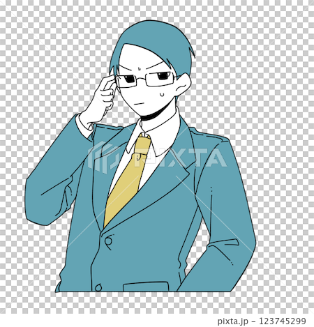 困っている眼鏡の男性会社員 123745299