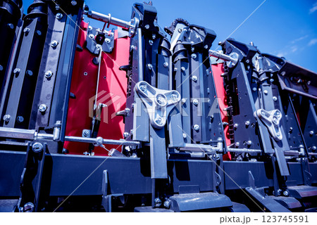 Modern agricultural machinery and equipment. Industrial details. 123745591