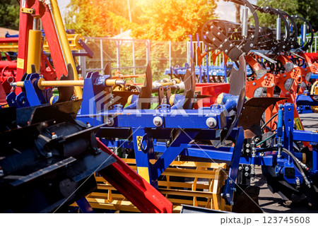 Modern agricultural machinery and equipment. Industrial details. 123745608