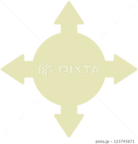 四方向矢印丸い吹き出し（線画なし・黄色） 123745671