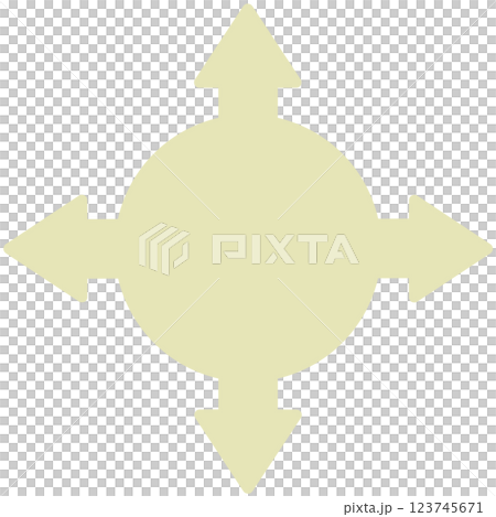 四方向矢印丸い吹き出し（線画なし・黄色） 123745671