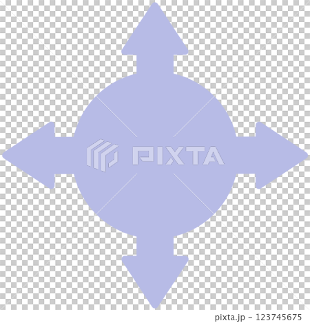 四方向矢印丸い吹き出し（線画なし・青） 123745675
