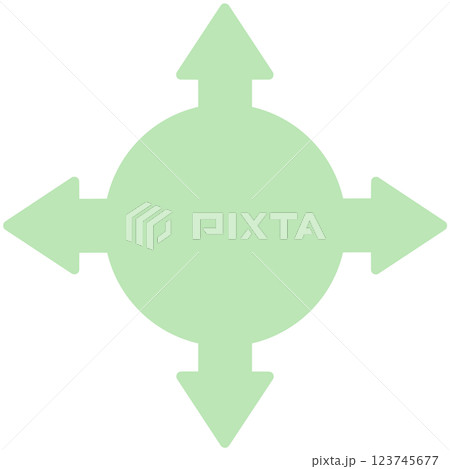 四方向矢印丸い吹き出し（線画なし・緑） 123745677