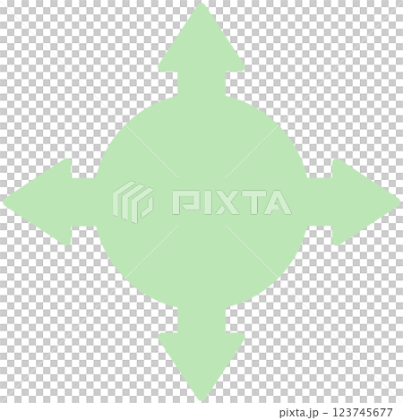 四方向矢印丸い吹き出し（線画なし・緑） 123745677