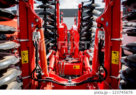 Modern agricultural machinery and equipment. Industrial details. Modern agricultural machinery and equipment. Industrial details. 123745679