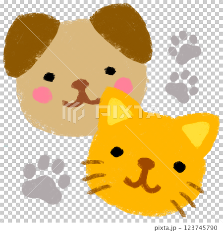 Simple illustration, crayon touch, animal hospital 123745790