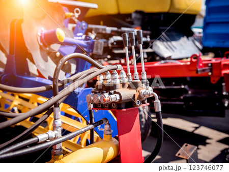 Modern agricultural machinery and equipment. Industrial details. 123746077