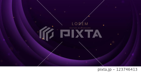 Elegant glowing purple curve ray light ray on dark purple background. Elegant glowing purple curve ray light ray on dark purple background. 123746413