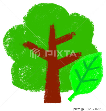 シンプルイラスト クレヨンタッチ 樹木のイラスト シンプルイラスト クレヨンタッチ 樹木のイラスト 123746455