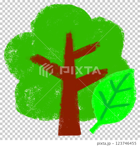 シンプルイラスト クレヨンタッチ 樹木のイラスト シンプルイラスト クレヨンタッチ 樹木のイラスト 123746455