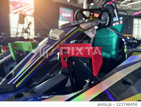 New electric go karts in the modern indoor racing track New electric go karts in the modern indoor racing track 123746456