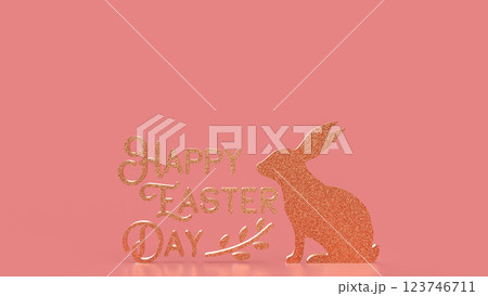The Gold Text and rabbit for Easter Day concept 3d Rendering. The Gold Text and rabbit for Easter Day concept 3d Rendering. 123746711