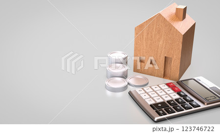 The House and Calculator for Business concept 3d Rendering. The House and Calculator for Business concept 3d Rendering. 123746722