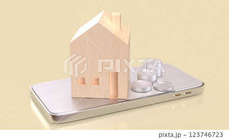 The House on mobile for property or real estate  concept 3d Rendering. 123746723